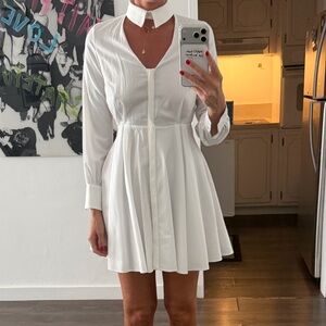 Fleur du Mal White Long-Sleeve Mini Shirt Dress